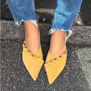 Zara yellow suede mules 42